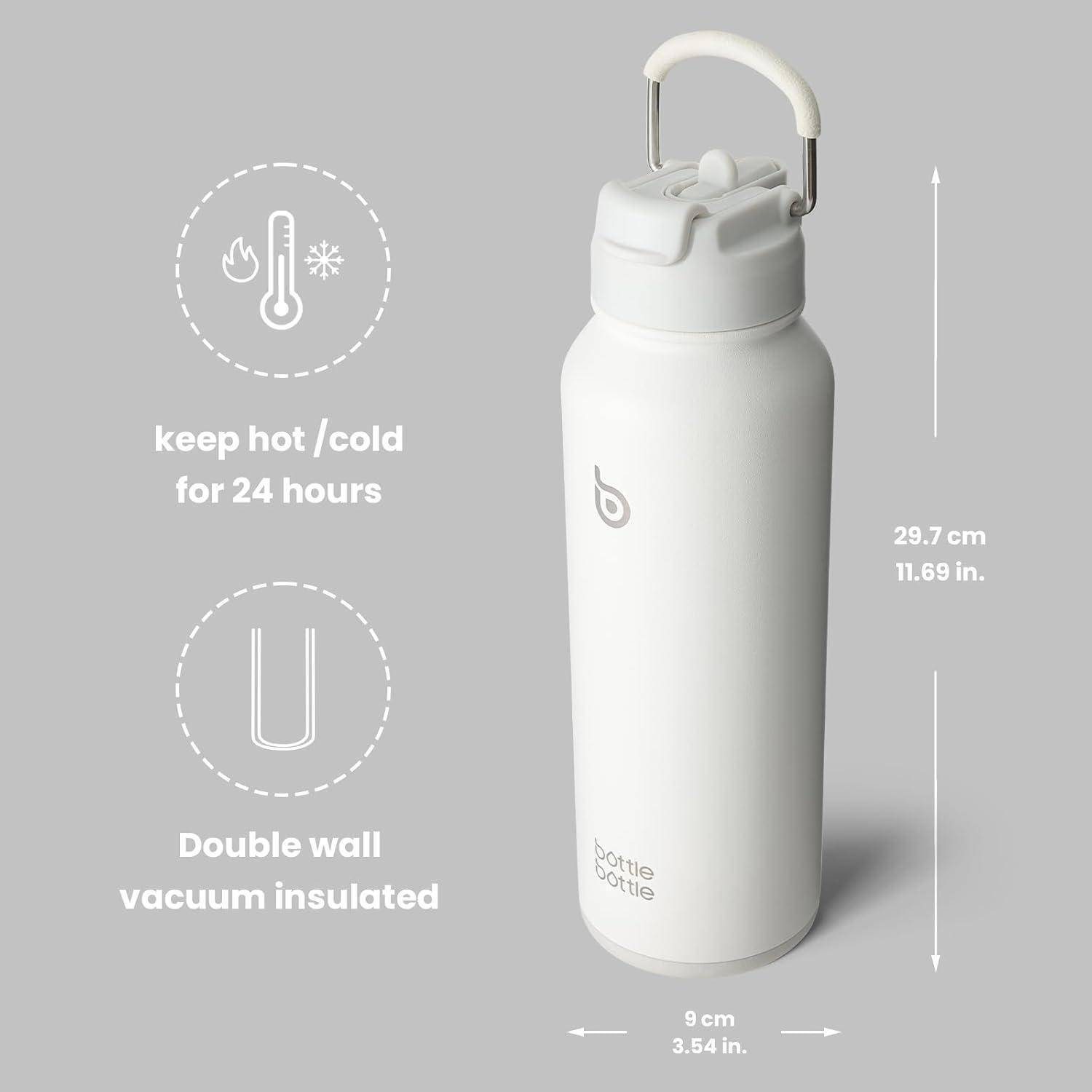 Weiße isolierte Flasche mit Griff, mit der Aufschrift 