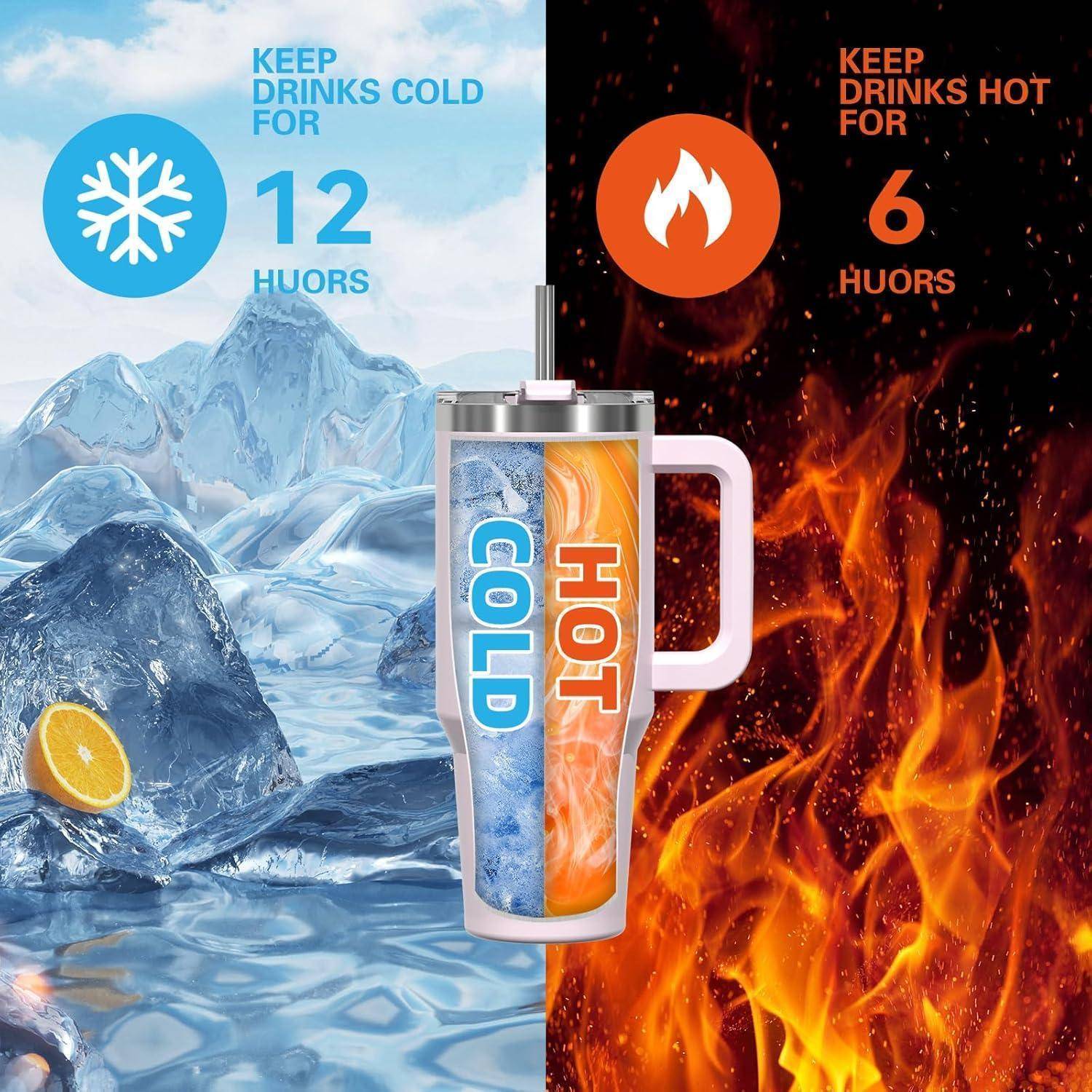 Eine Thermobecher-Illustration, die auf der eisigen Seite 