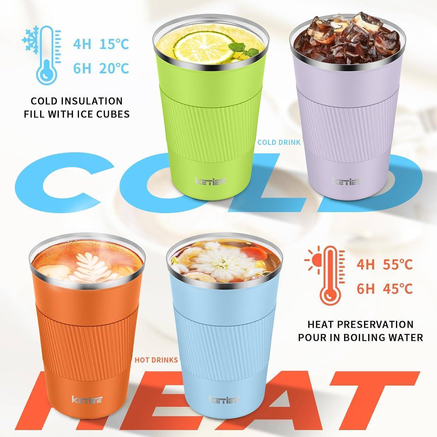 Thermobecher 380ml Doppelwandig Auslaufsicher A-himmelblau-380ml 380ml