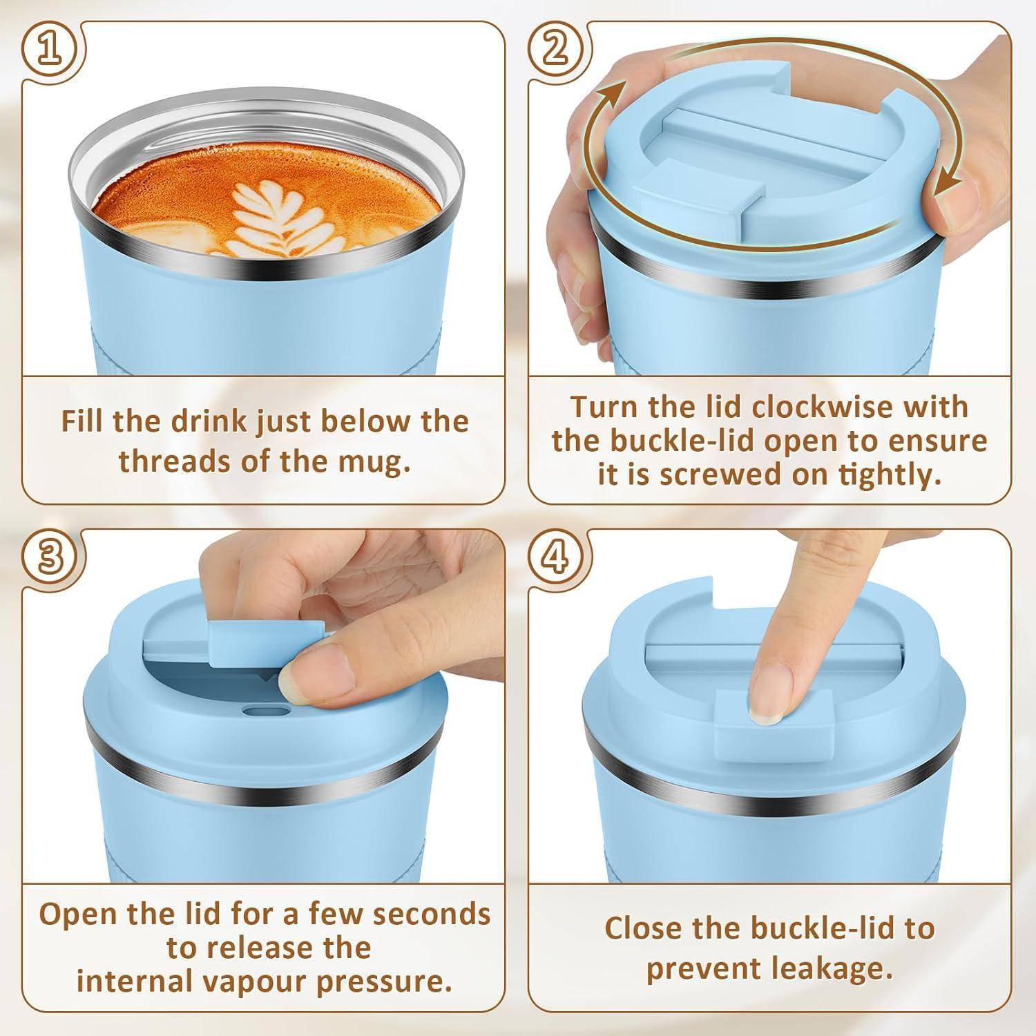 Thermobecher 380ml Doppelwandig Auslaufsicher A-himmelblau-380ml 380ml