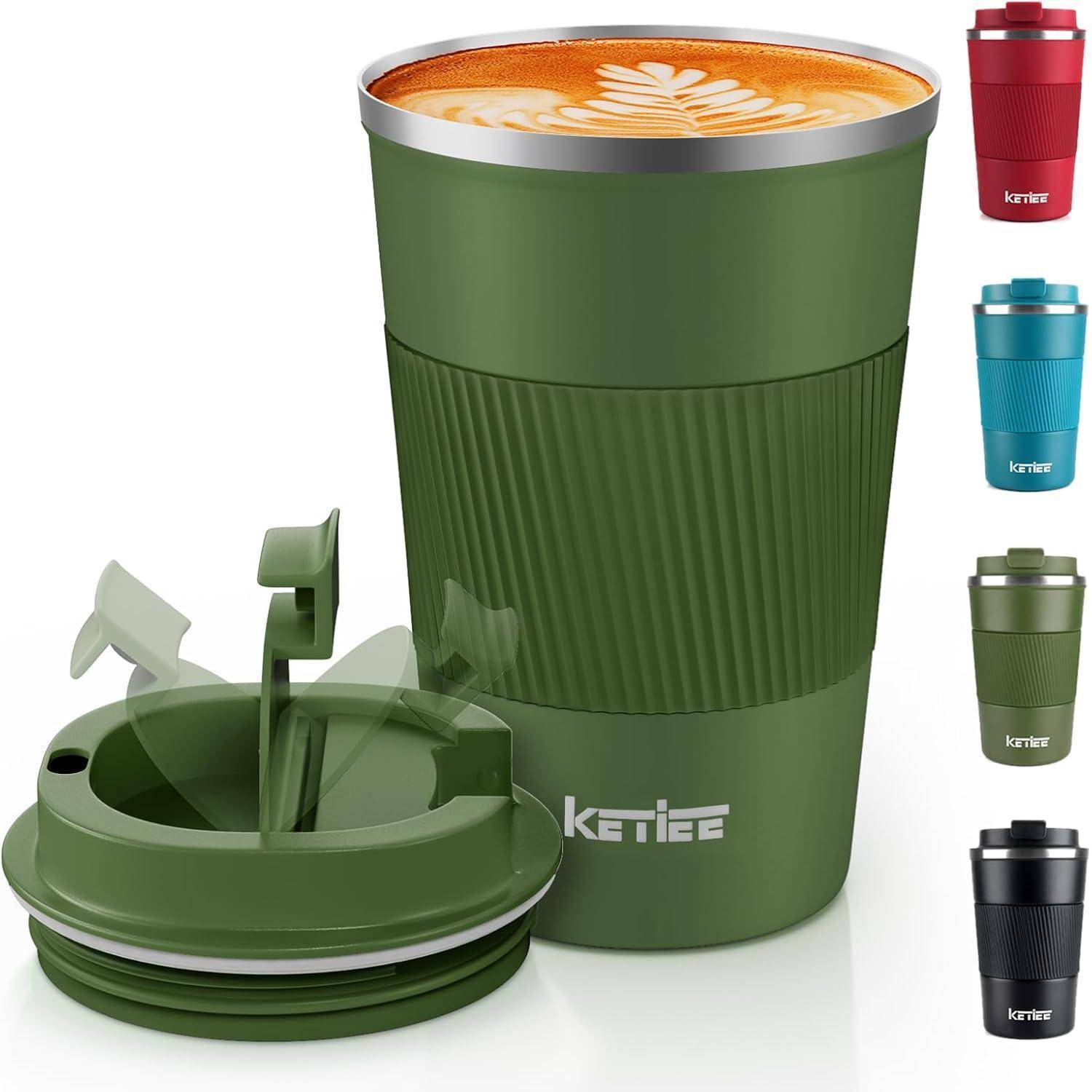 Kaffeebecher Thermobecher 380ml A04 Olivgrün 380ml 1 Stück (1er Pack)