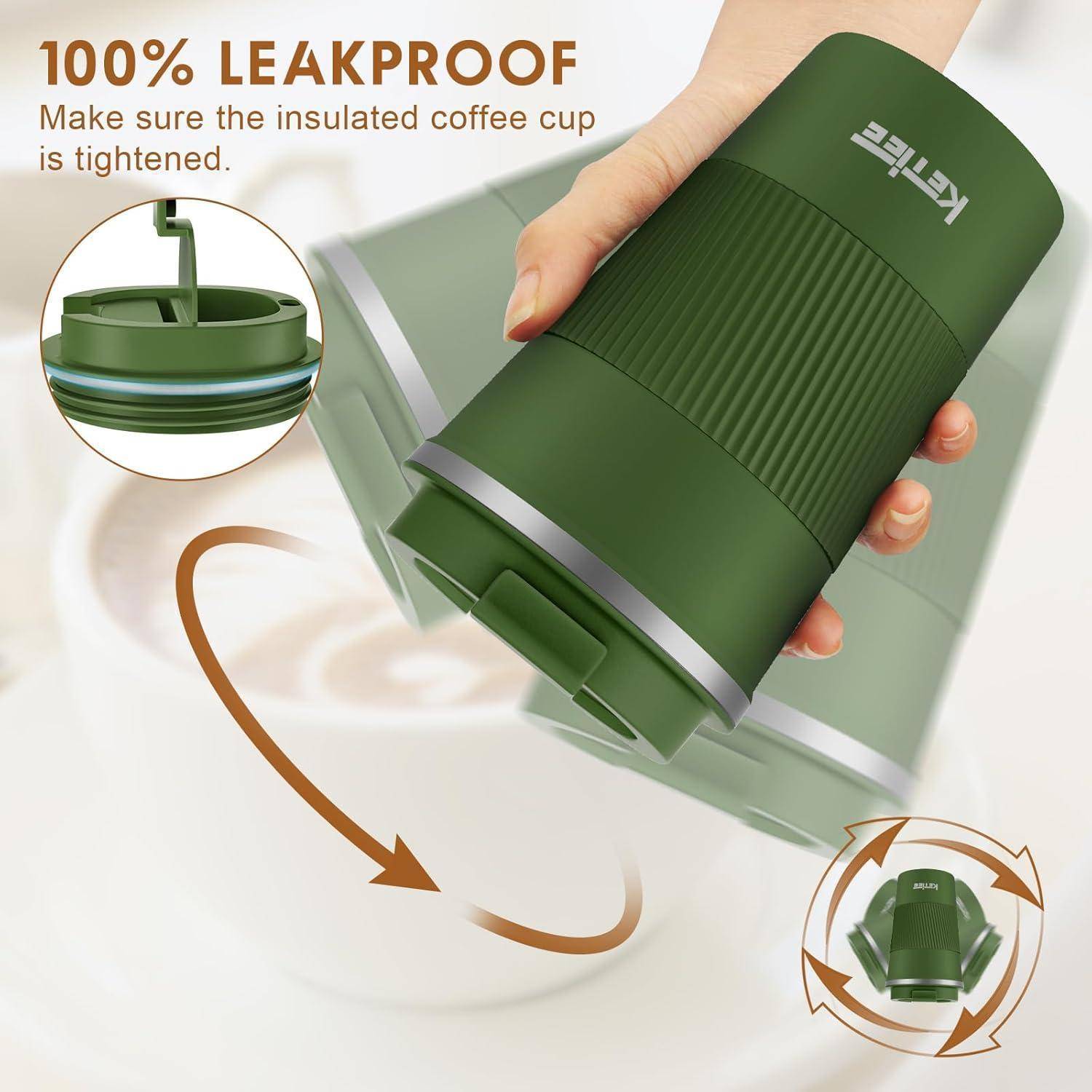 Kaffeebecher Thermobecher 380ml A04 Olivgrün 380ml 1 Stück (1er Pack)