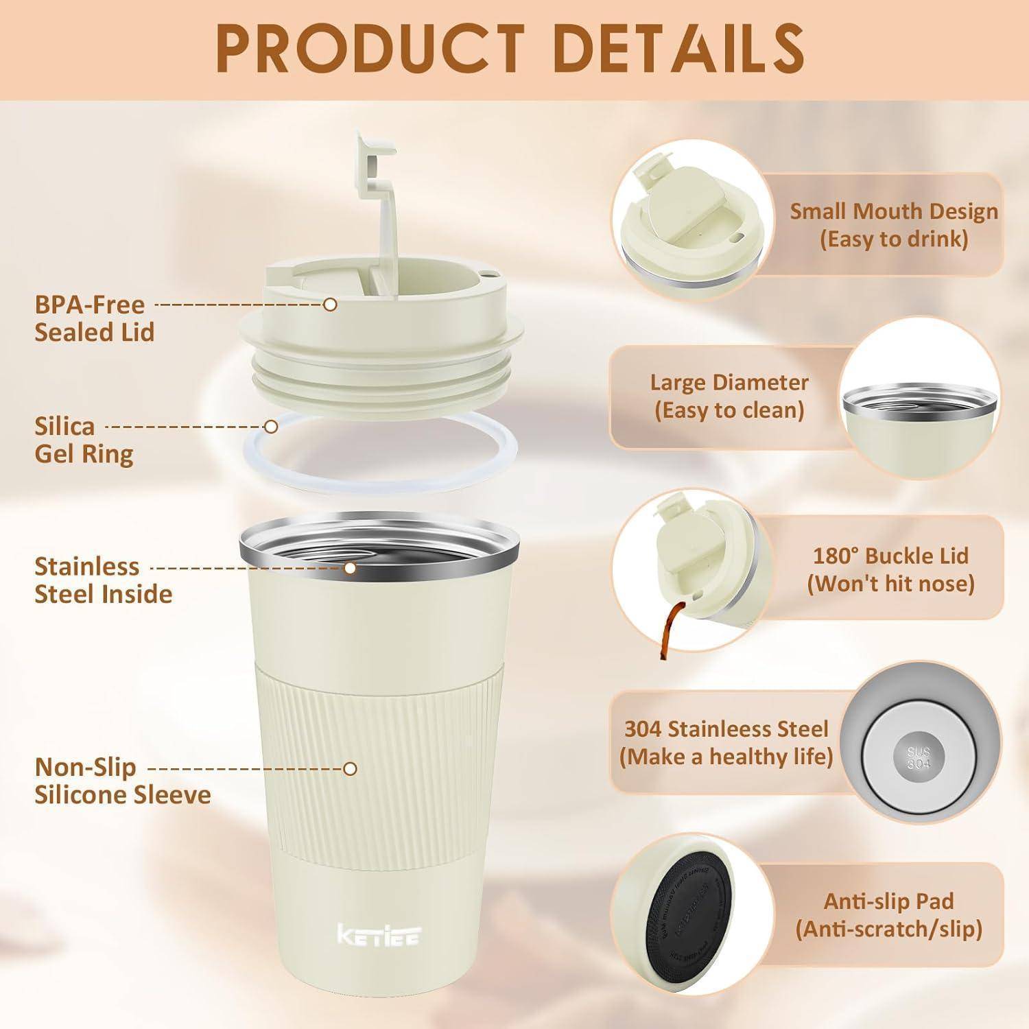 Thermobecher 510ml doppelwandig Vakuum B-creme-510ml 510 ml