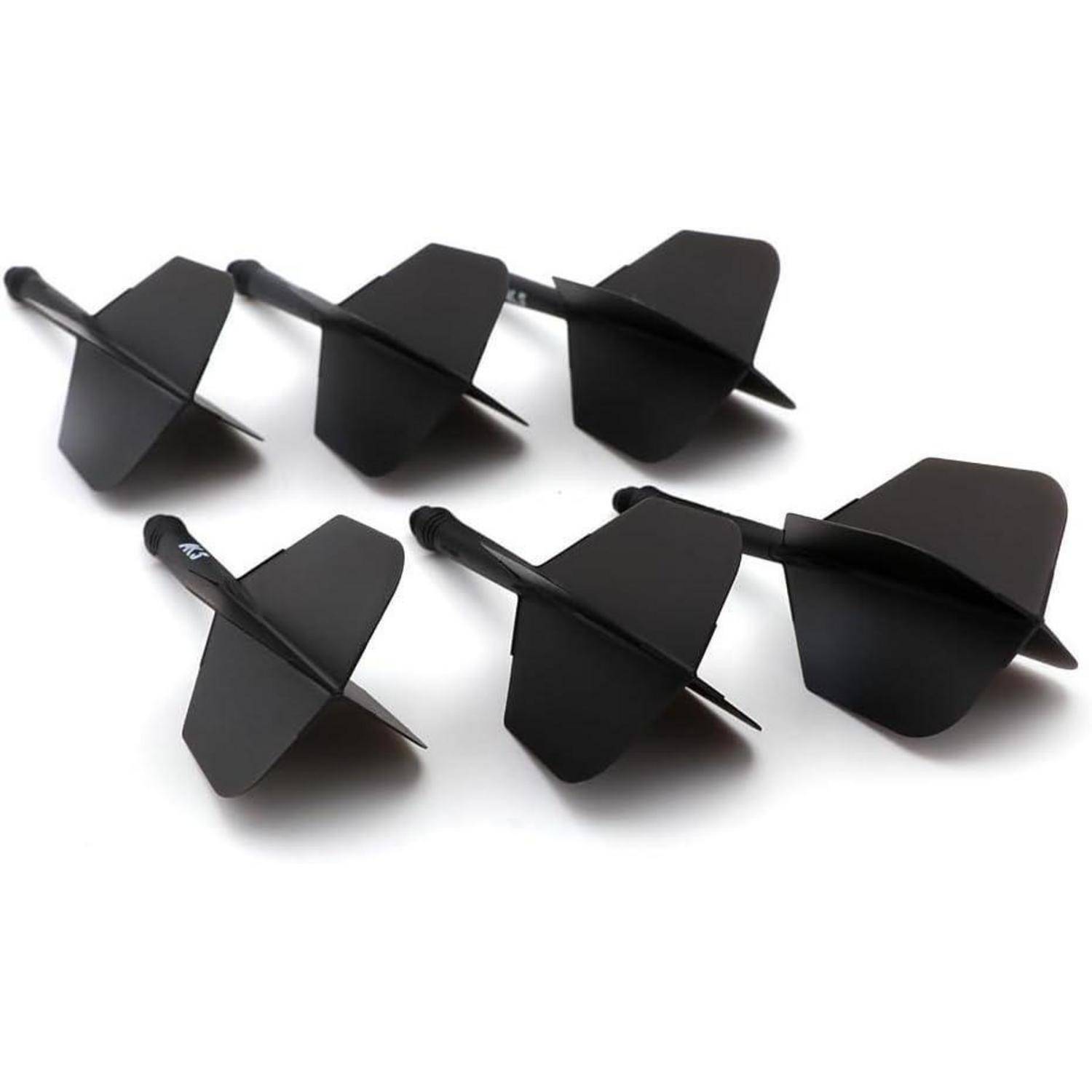Dartschäfte Flights Schaftlänge 28mm große Flügelform komplett schwarz