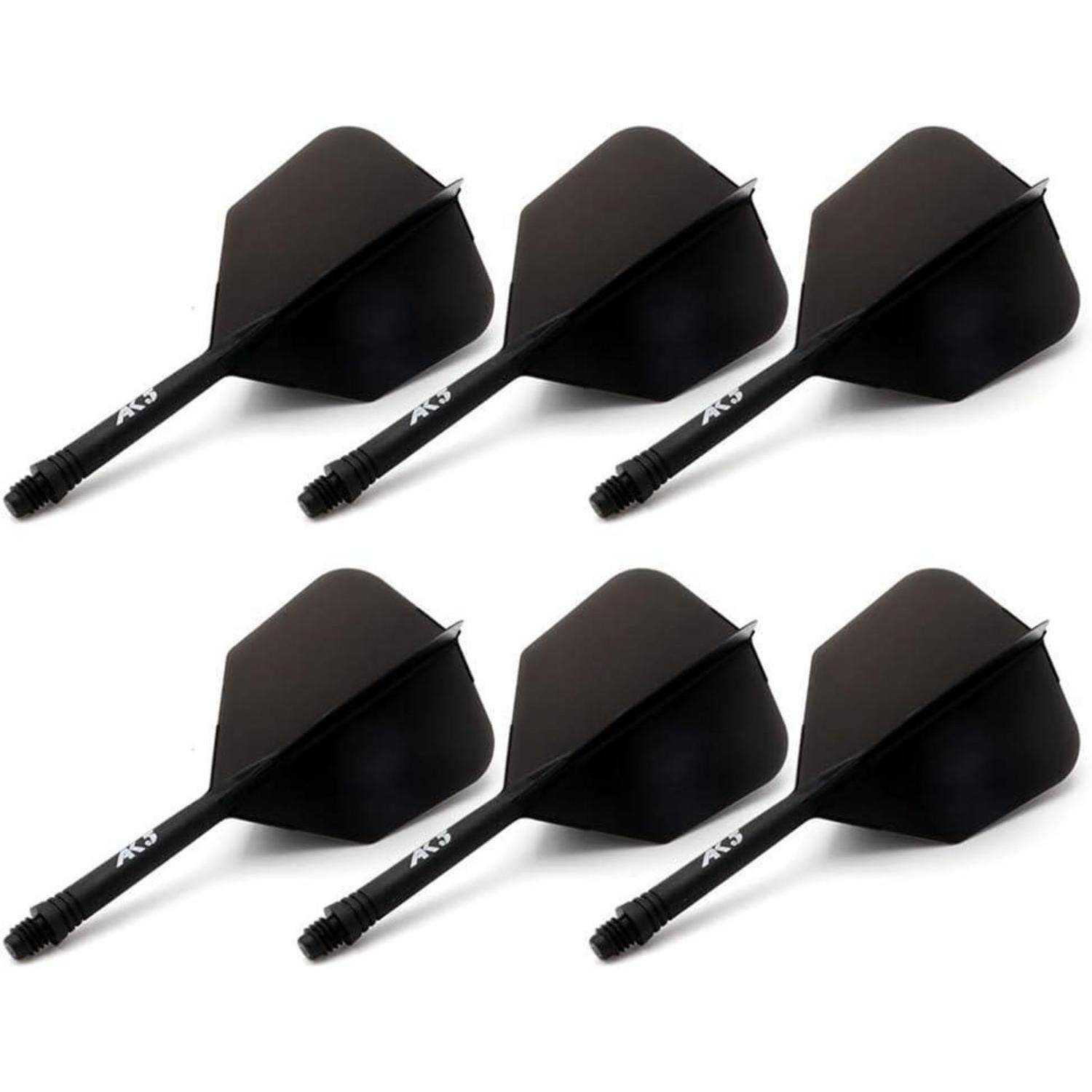 Dartschäfte Flights Schaftlänge 28mm große Flügelform komplett schwarz