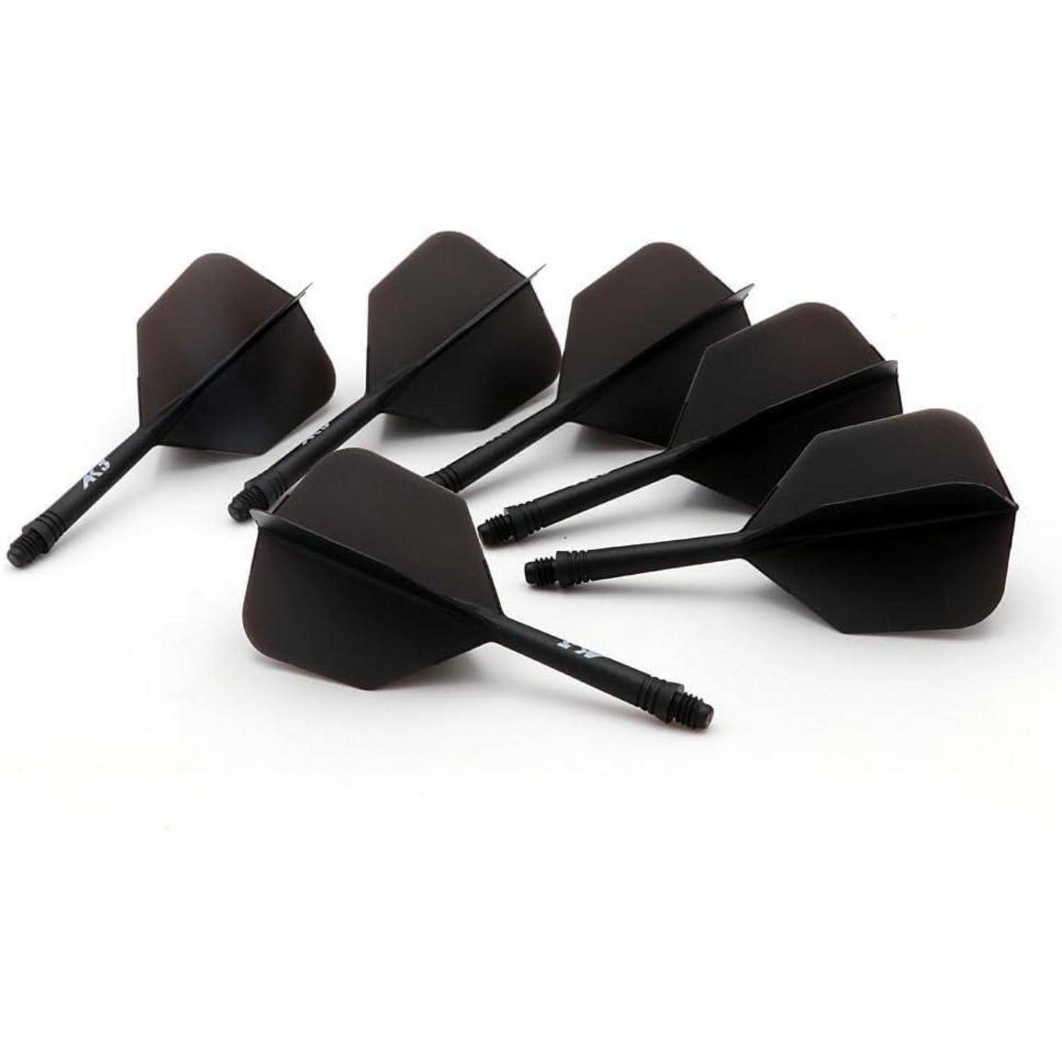 Dartschäfte Flights Schaftlänge 28mm große Flügelform komplett schwarz