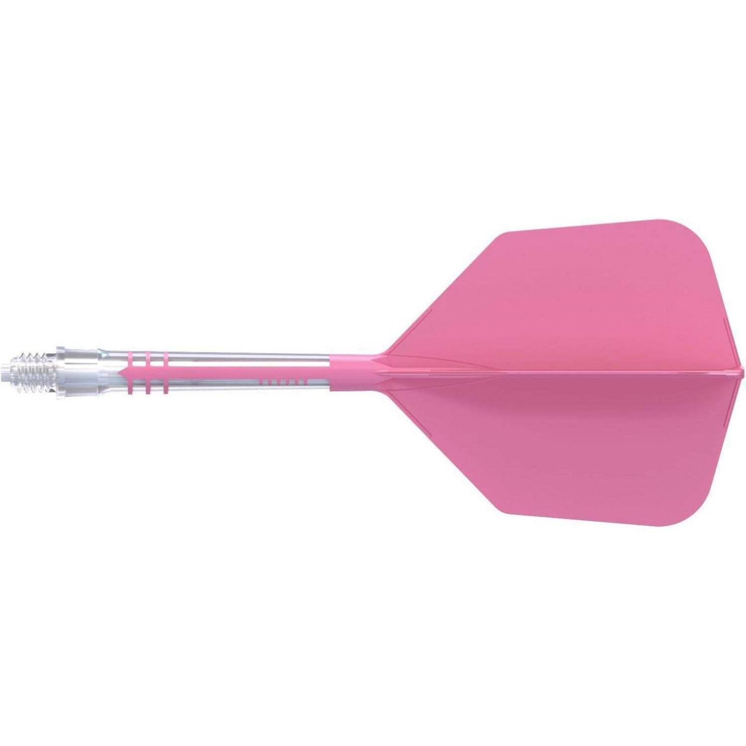 Ein rosa Pfeil mit einem stromlinienförmigen Plastikschaft und Befiederung, entwickelt für Dartwurfspiele zur Verbesserung von Genauigkeit und Präzision.