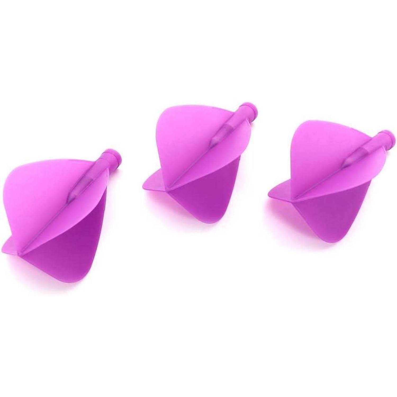 Drei rosa Pfeile mit weichen, geschwungenen Flügeln liegen nebeneinander auf einer weißen Oberfläche.