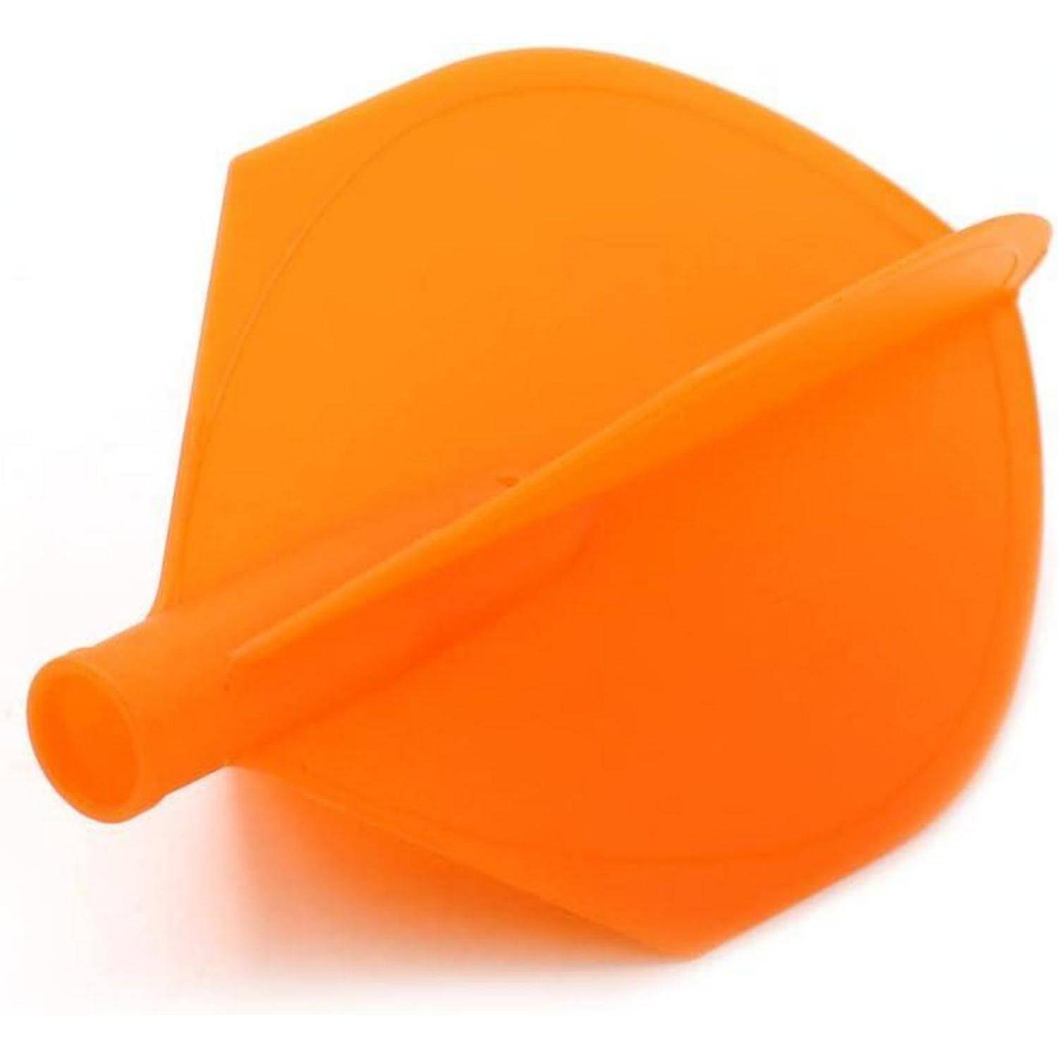 Ein orangefarbener Gummitrichter mit breiter Ausgussöffnung und flexiblem Design, geeignet zum Übertragen von Flüssigkeiten ohne Verschütten.