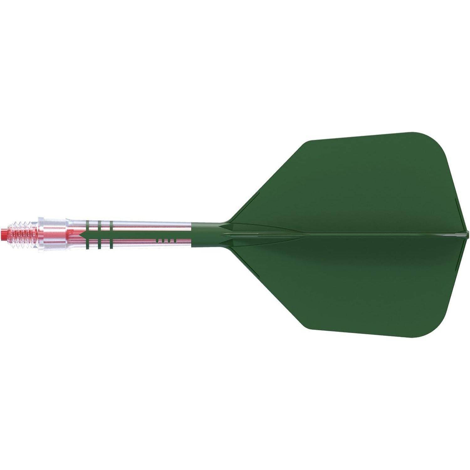 Dartschaft Carbon T19 dunkelgrüner Flug roter Schaft Größe 4
