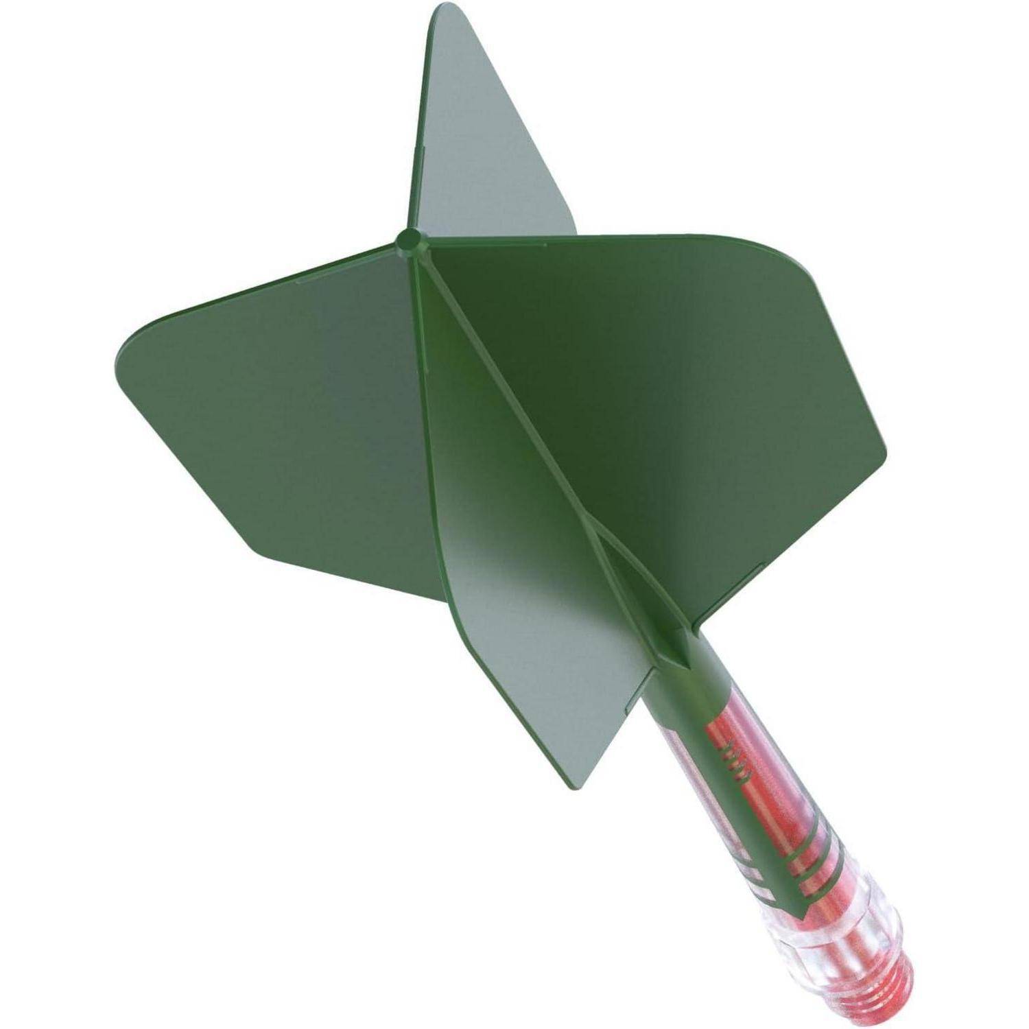 Dartschaft Carbon T19 dunkelgrüner Flug roter Schaft Größe 4