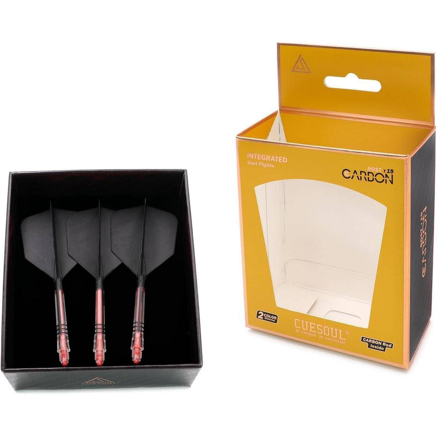 Dartschaft T19 Carbon Flight Big schwarzer Flug roter Schaft Größe 6