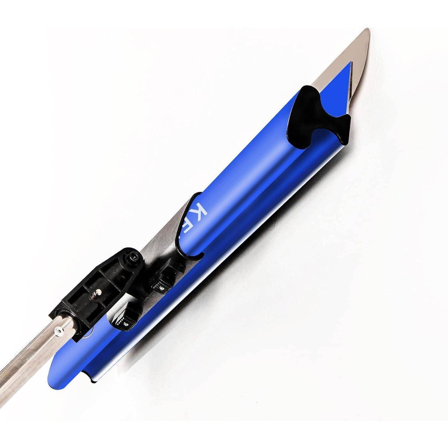 Ein blauer Schlittschuhklingenholder mit montiertem Schlittschuh-Schleifmesser, entwickelt zur Pflege von Hockey- oder Kunstlaufschlittschuhen.