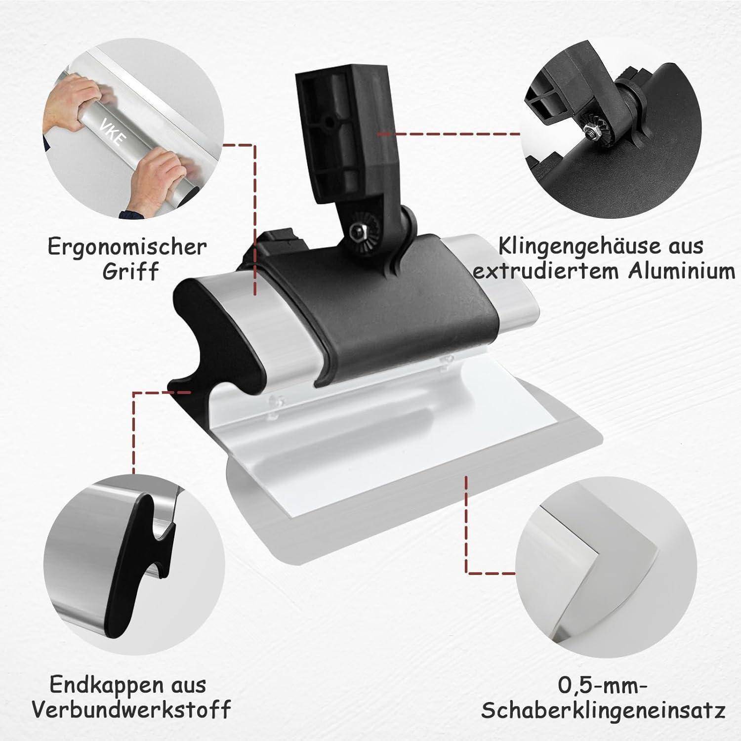 Schaberwerzeug mit ergonomischem Griff, Aluminiumklingengehäuse, Verbundmaterialdeckel und 0,5-mm Schaberklinge.