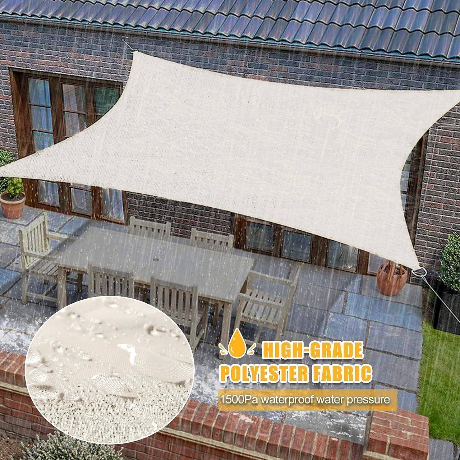 Sonnensegel 2x3m wasserdicht LED Lichterkette UV Wasserdich2x3 Weiß