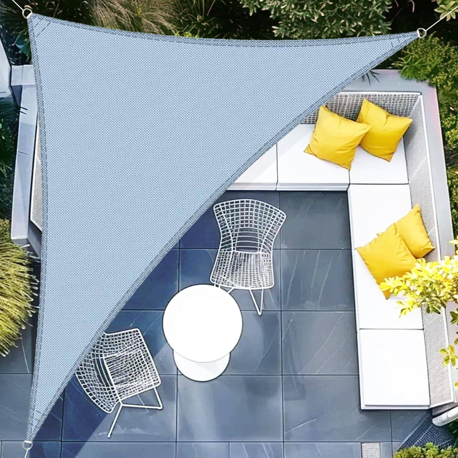 Sonnensegel dreieckig wasserdicht UV Schutz Garten 4x4x5.65 Graublau