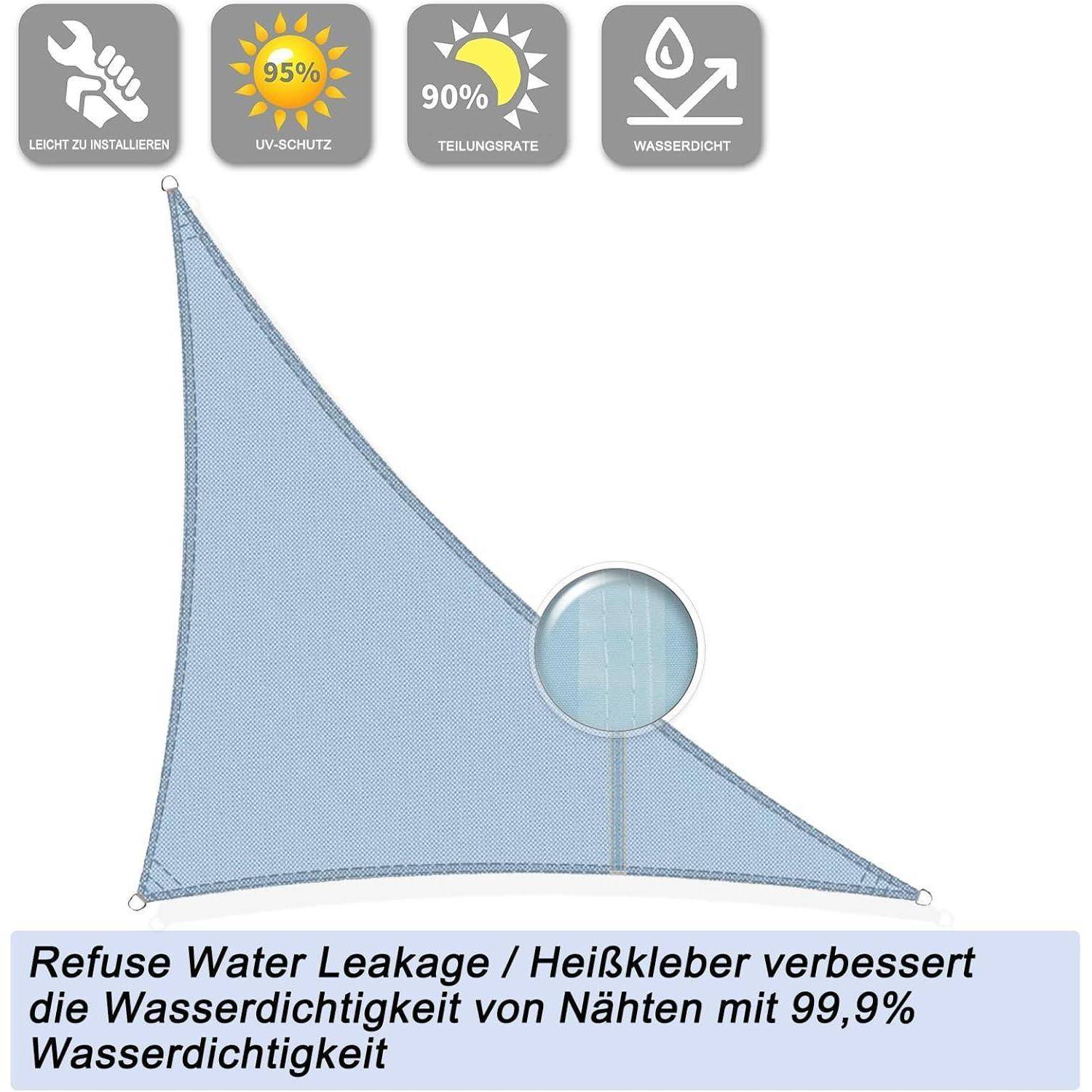 Sonnensegel dreieckig wasserdicht UV Schutz Garten 4x4x5.65 Graublau