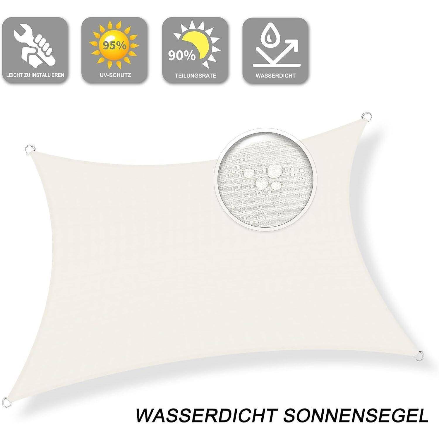 Wasserdichter Sonnenschutz mit 95% UV-Schutz, 90% Beschattungsrate. Bietet einfache Installation und wasserdichte Eigenschaften.