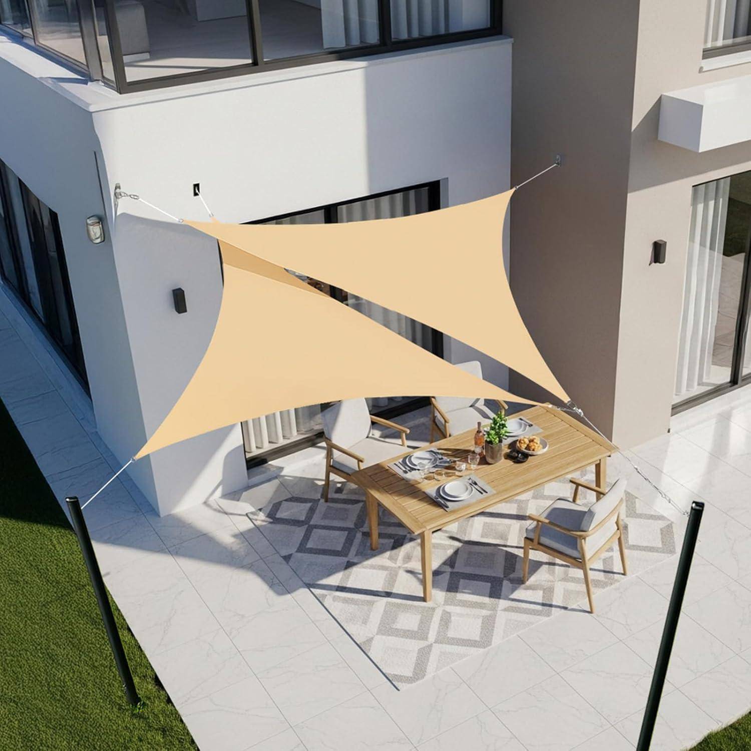 Sonnensegel dreieckig wasserdicht 95 UV Schutz 2x2x2m Sandbeige