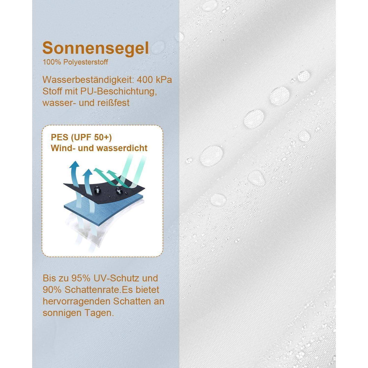 Sonnensegel Dreieckig 3.6x3.6x3.6m Wasserdicht UV 3.6x3.6x3.6m Weiß