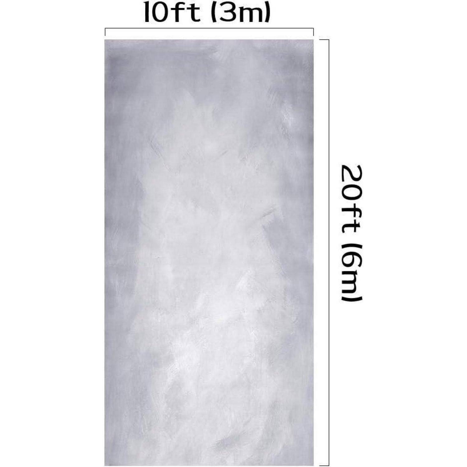 Eine rechteckige graue Plane, die 10 Fuß (3 Meter) mal 20 Fuß (6 Meter) misst, mit beschrifteten Abmessungen dargestellt.