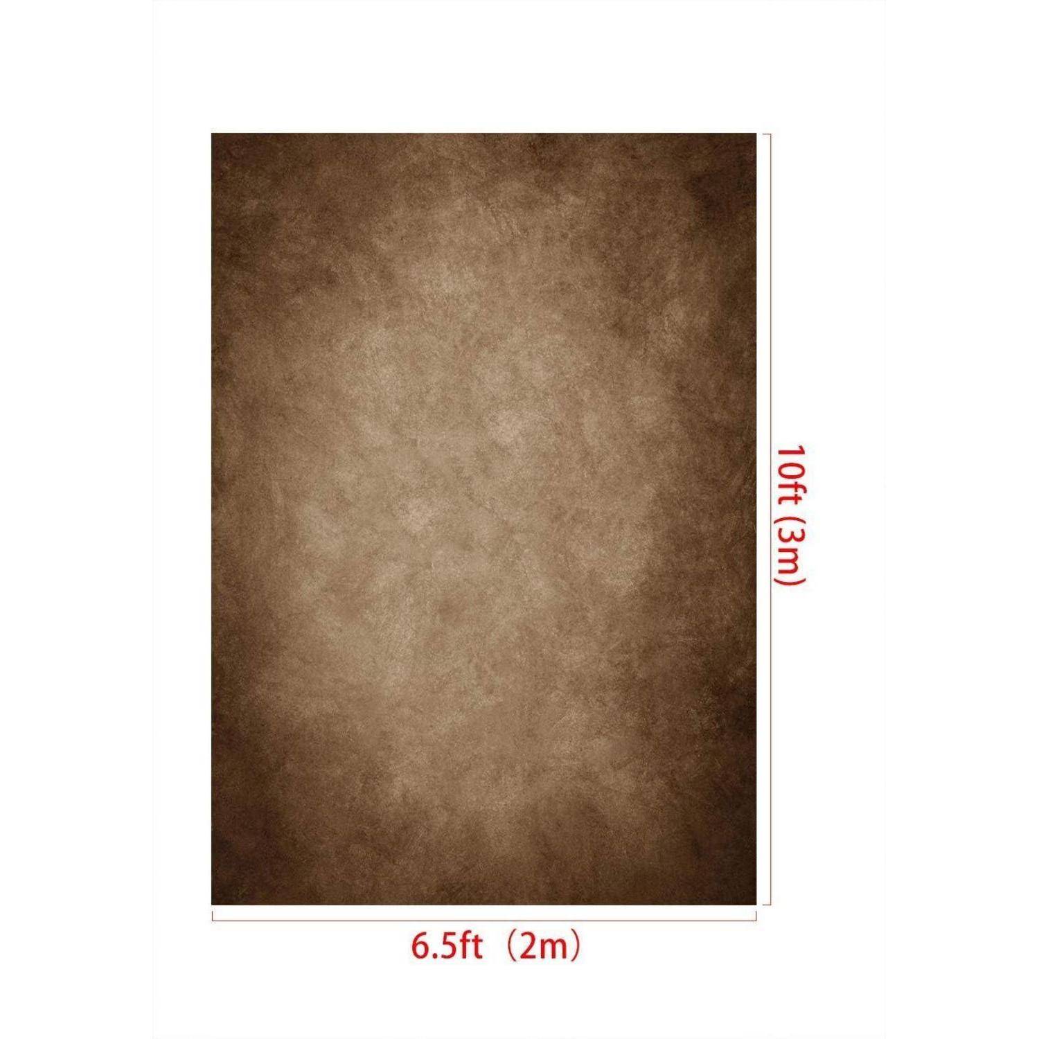 Ein schlichter brauner strukturierter Hintergrund mit den Maßen 10 Fuß mal 6,5 Fuß (3m mal 2m) mit Verlaufseffekt, hauptsächlich für fotografische Zwecke.