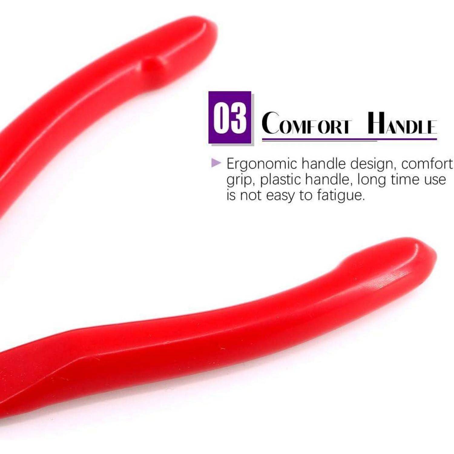 Roter ergonomischer Komfortgriff mit der Bezeichnung '03 Komfortgriff'; verfügt über ein Design, das einen komfortablen Griff und reduzierte Ermüdung fördert.