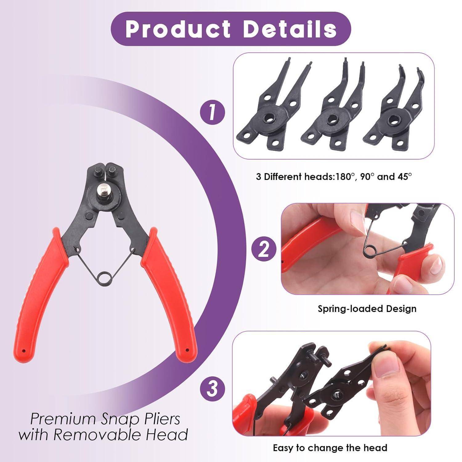 Snap Ring Zange 312Pcs 4in1 Stahl M4 M28mm Cclip Sprengringzangen-Set