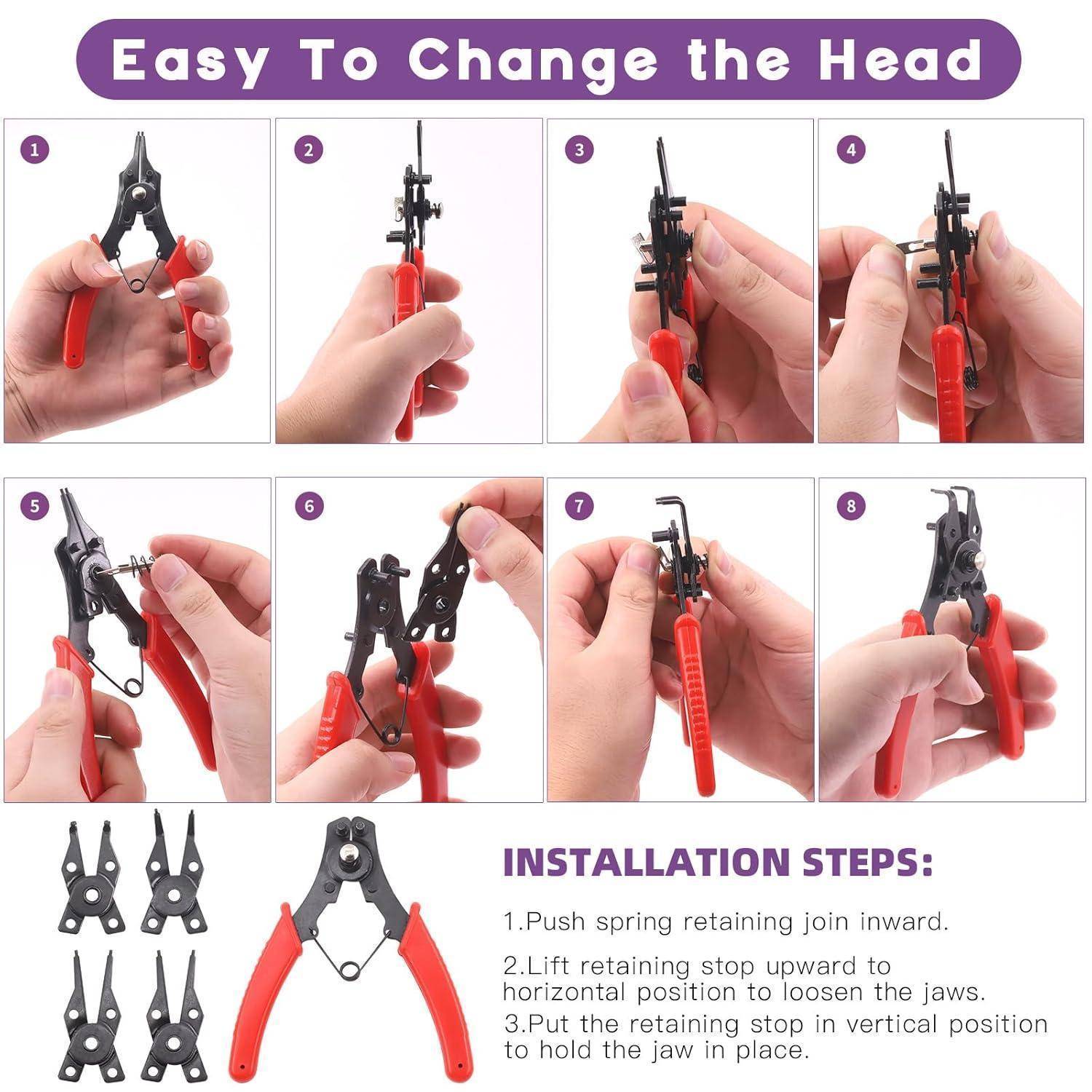 Snap Ring Zange 312Pcs 4in1 Stahl M4 M28mm Cclip Sprengringzangen-Set