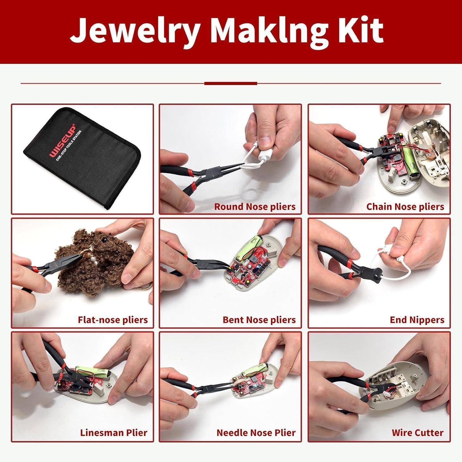 Zangen-Set 8-teilig Mini mit Tasche für Schmuck und Elektronik