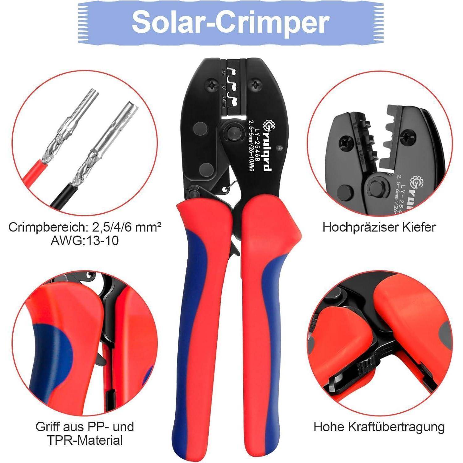 Crimpzange Solar Set 2,5/4/6 mm² 10 Paar Steckverbinder