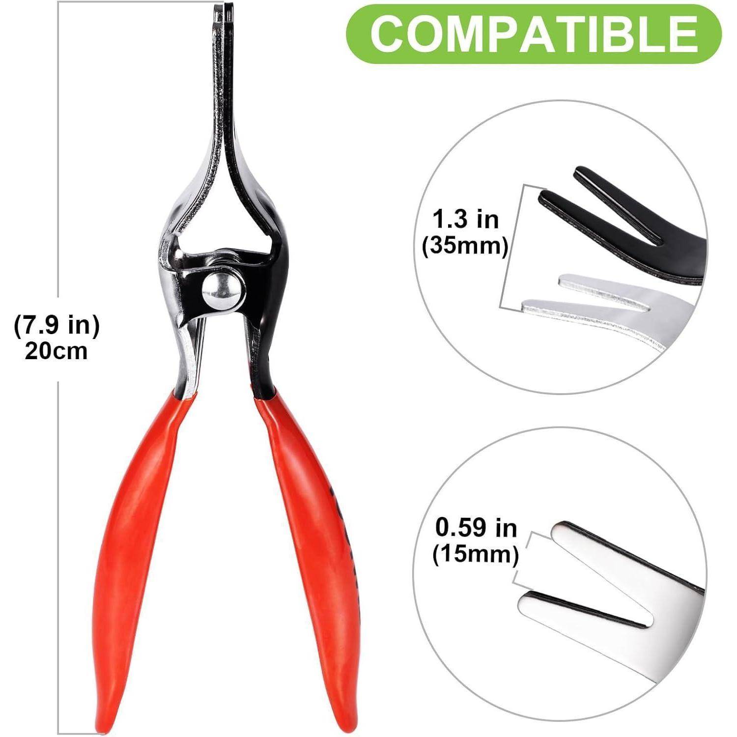 Rot-handhabtes Werkzeug mit zwei Metallzinken (7,9 Zoll/20 cm hoch), kompatibel mit Öffnungen von 1,3 Zoll (35 mm) und 0,59 Zoll (15 mm).