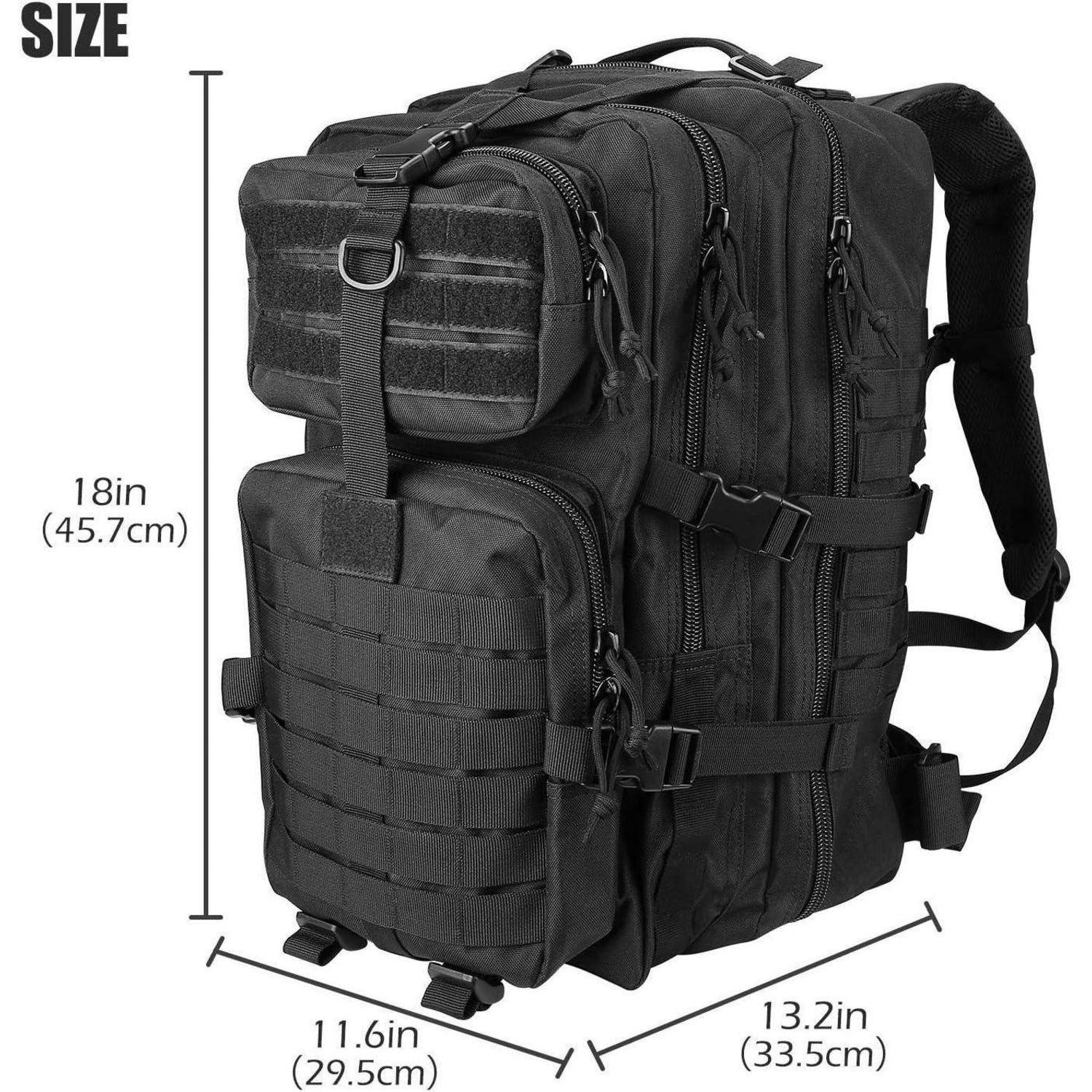 Taktischer Rucksack 42L Militär Wasserdicht Schwarz MOLLE-System