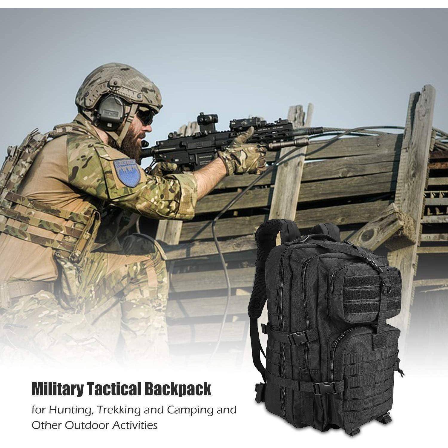 Taktischer Rucksack 42L Militär Wasserdicht Schwarz MOLLE-System