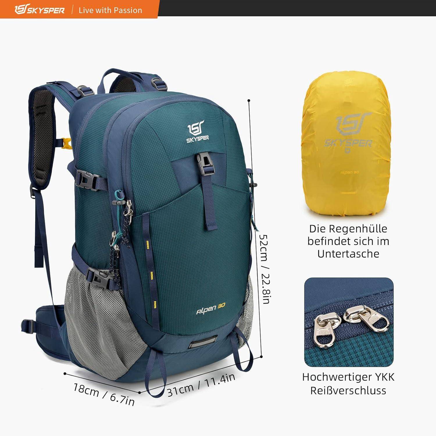 Wanderrucksack 30L Trekkingrucksack Wasserfest Rückenbelüftung Outdoor