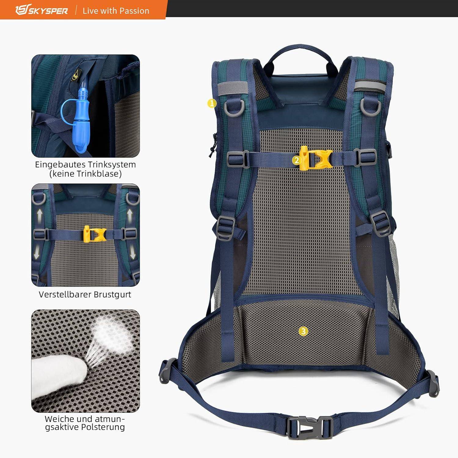 Wanderrucksack 30L Trekkingrucksack Wasserfest Rückenbelüftung Outdoor