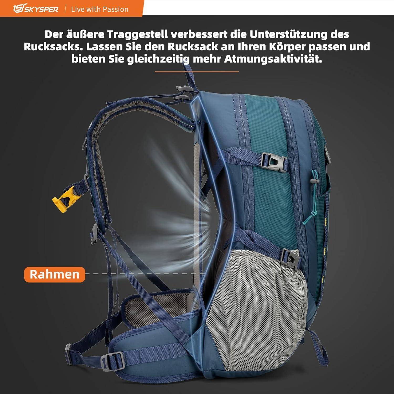 Wanderrucksack 30L Trekkingrucksack Wasserfest Rückenbelüftung Outdoor