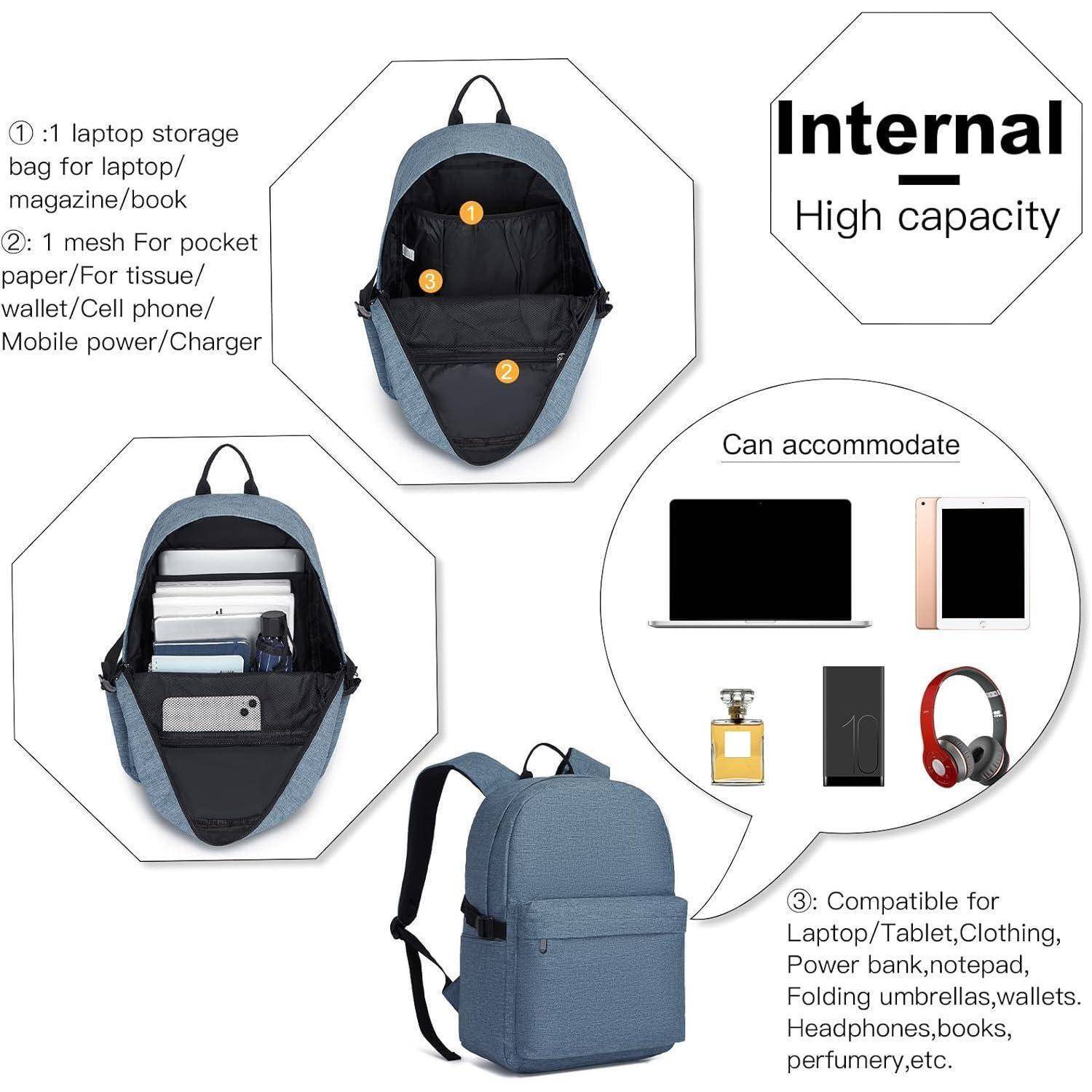 Schulrucksack leicht wasserabweisend stilvoll 15,4 Zoll Marine