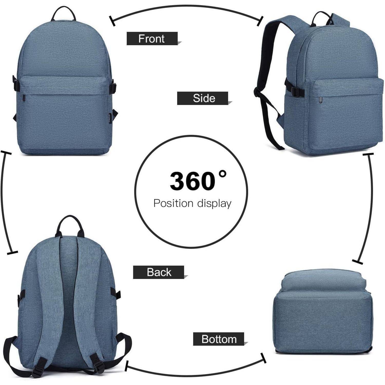 Schulrucksack leicht wasserabweisend stilvoll 15,4 Zoll Marine