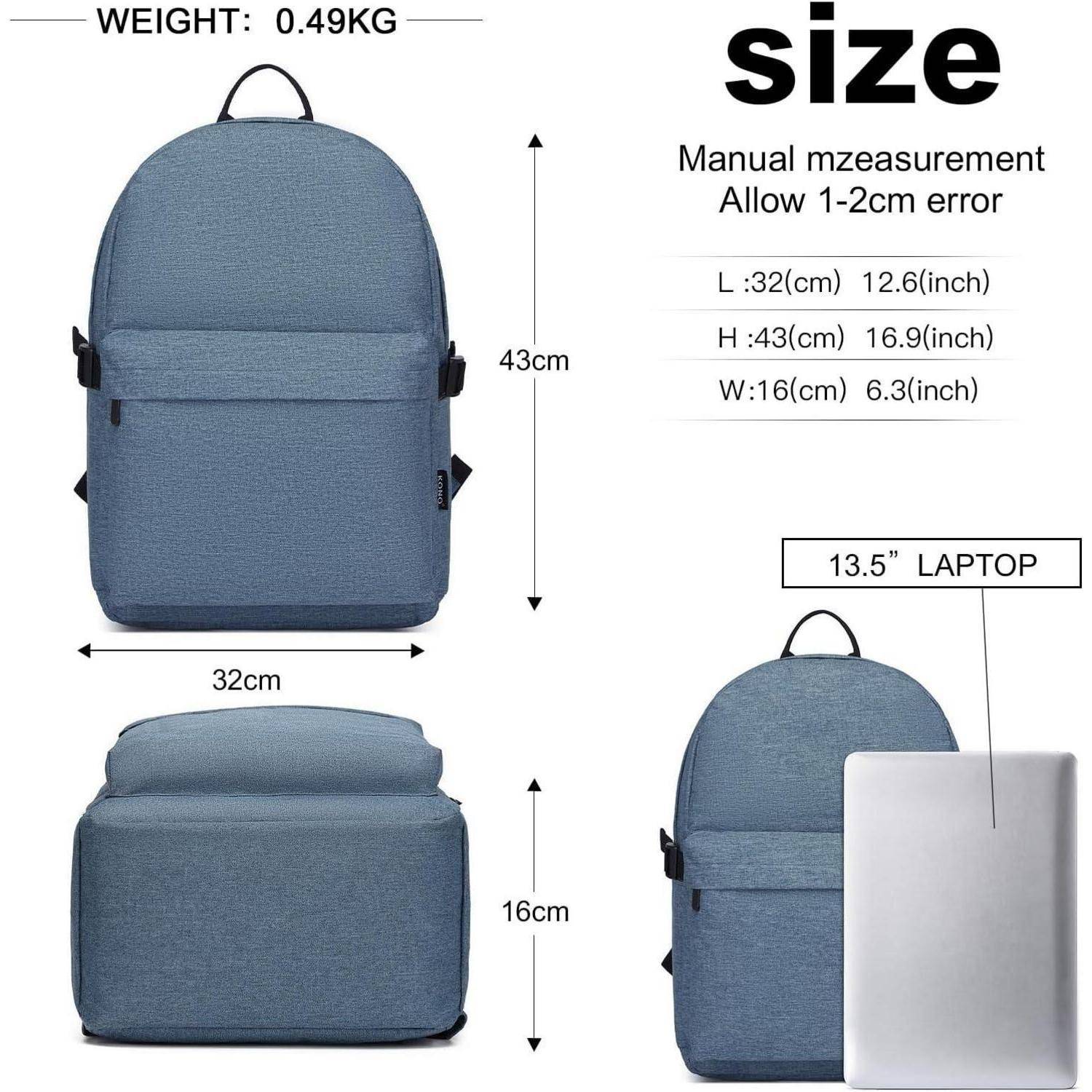 Schulrucksack leicht wasserabweisend stilvoll 15,4 Zoll Marine