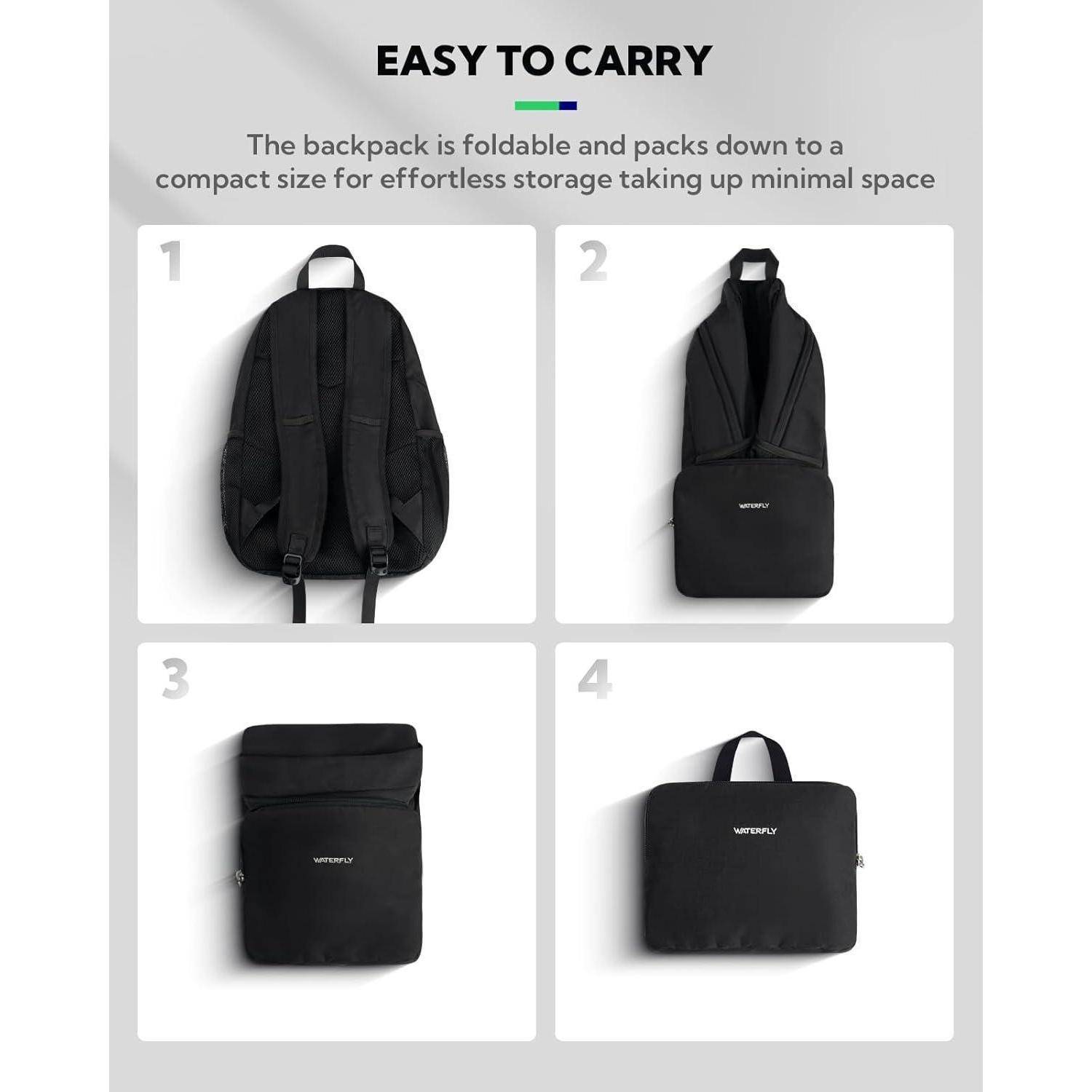 Faltbarer Wanderrucksack 20L: Leichter Klapprucksack Daypack mit