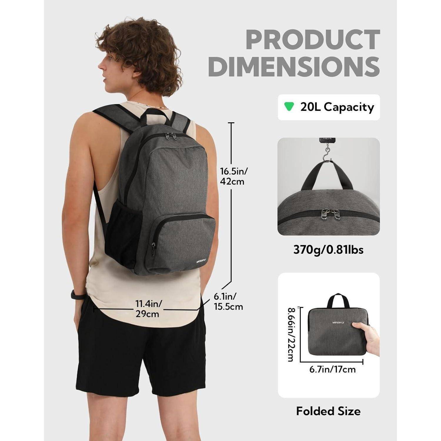 Leichter Faltbarer Wanderrucksack 20L für Reisen & Städtetrips