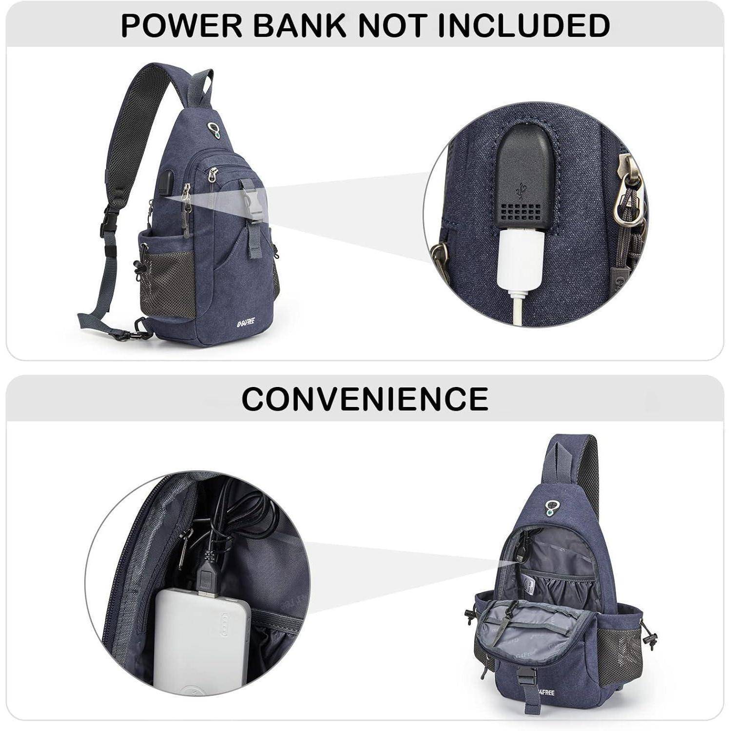 Canvas Brusttasche Schultertasche Sling Bag Herren Damen Wandern Blau