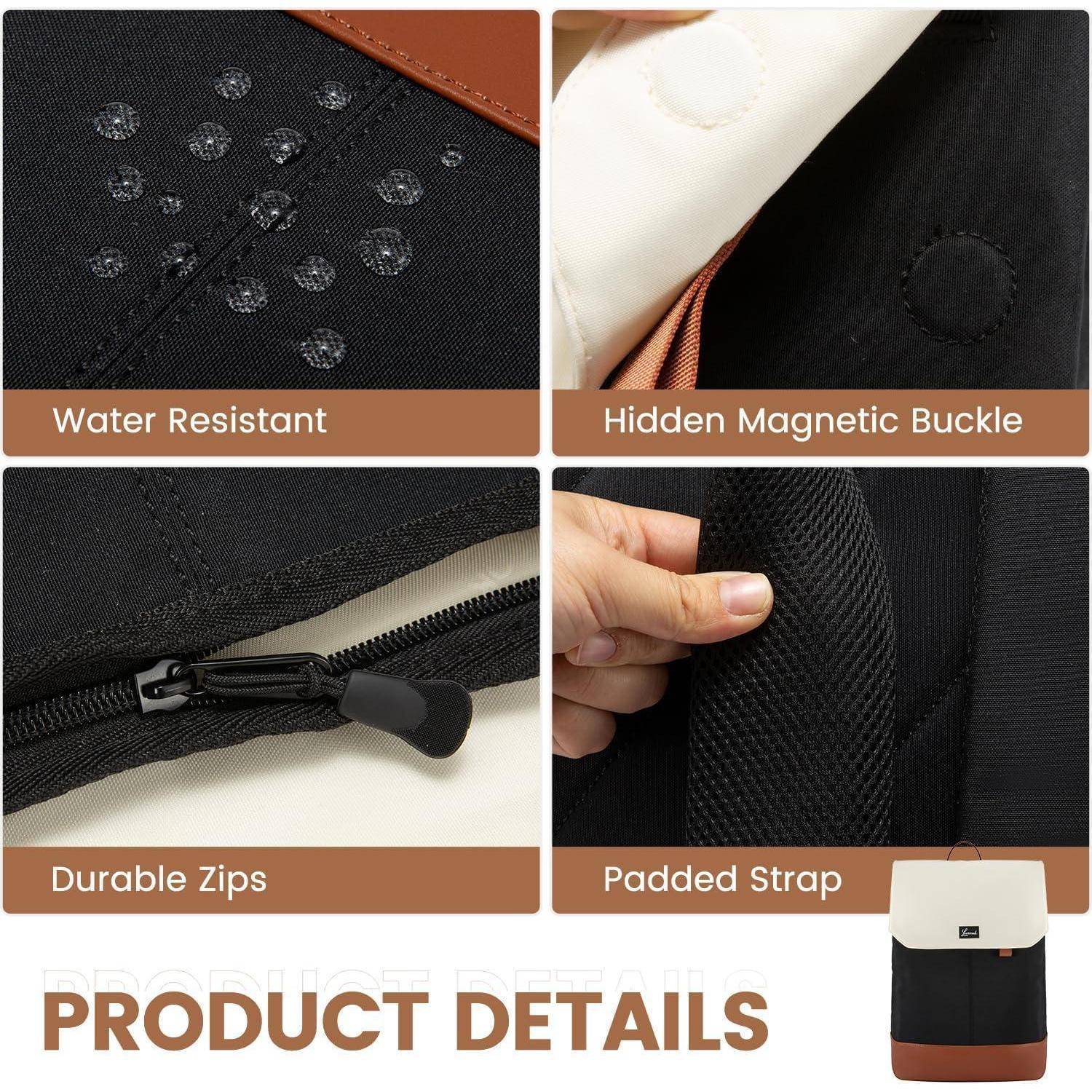 Rucksack Damen Schwarz Groß Wasserdicht 15,6 Zoll Laptop Daypack