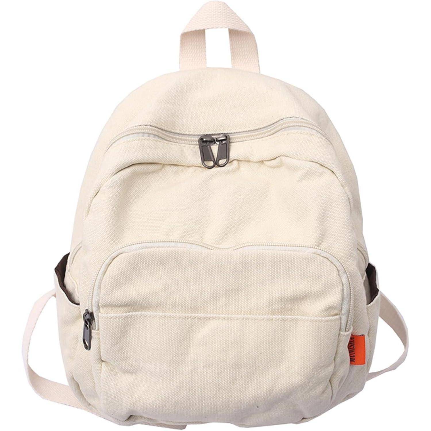 Damen Rucksack Klein Canvas Cityrucksack Daypacks Travel Wandern Beige