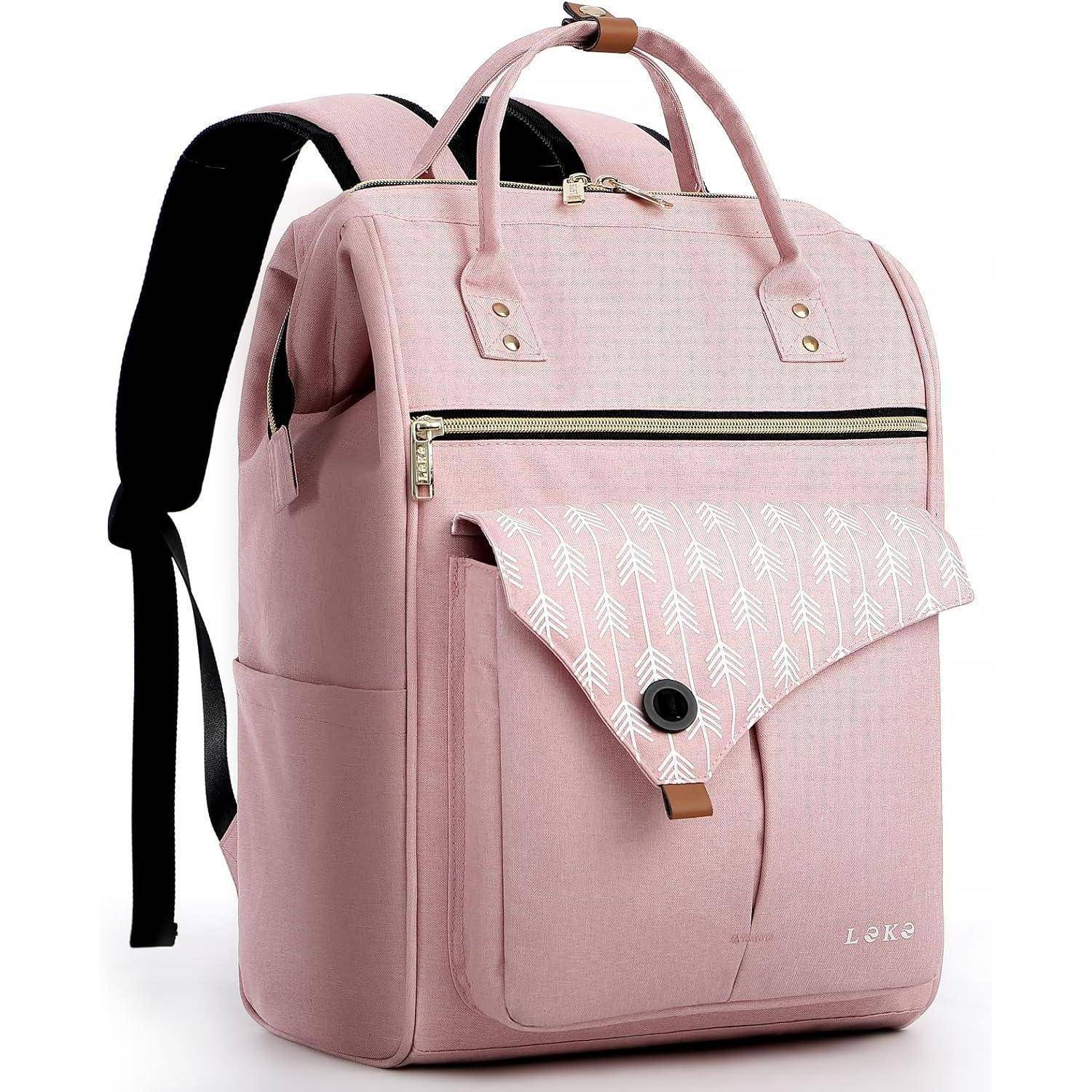 Damen Laptop Rucksack 15.6 Zoll Schulrucksack Daypack Rosa
