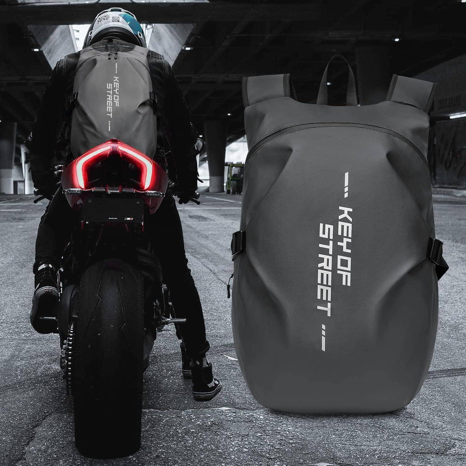 Motorradrucksack Herren wasserdichter Helmrucksack Laptoptasche Grau