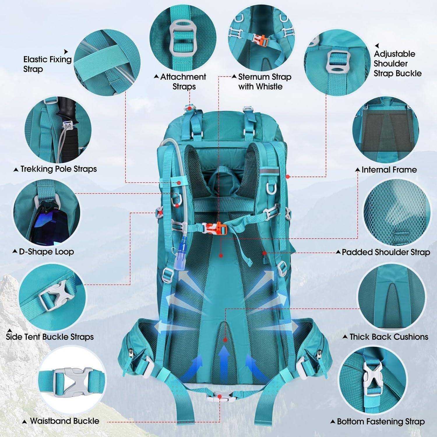 Trekkingrucksack 60L Wanderrucksack Herren Damen Outdoor Camping