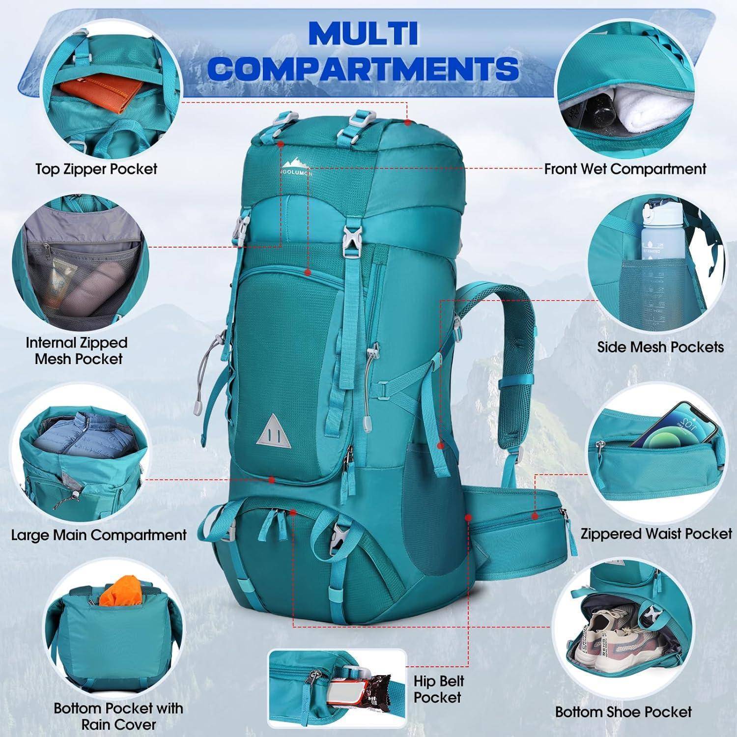 Trekkingrucksack 60L Wanderrucksack Herren Damen Outdoor Camping