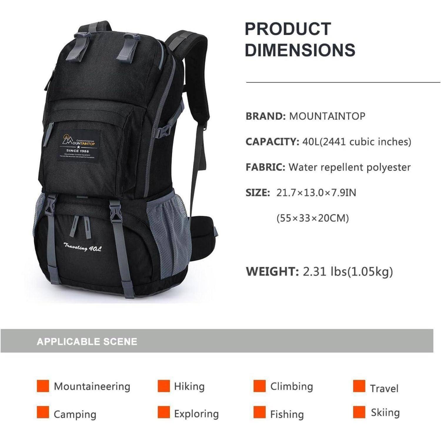 Wanderrucksack 40L Herren Damen Trekking Outdoor Camping Rucksack